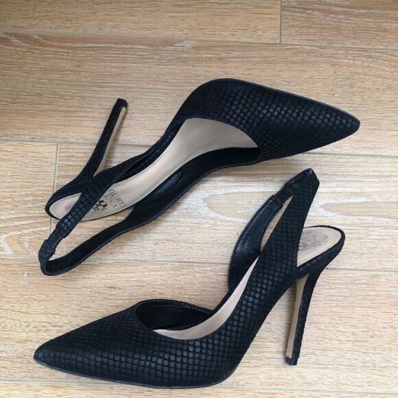 Vince Camuto Sassa Slingback Snake Print Embossed High Heel Black Pump - Picture 5 of 8